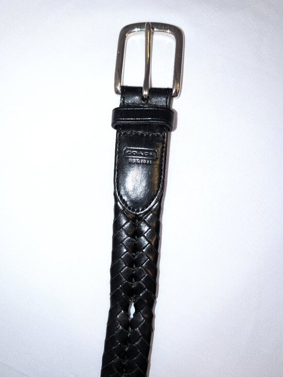 Coach | Unisex Black Braided Leather Belt with Silver Buckle | Size 32\